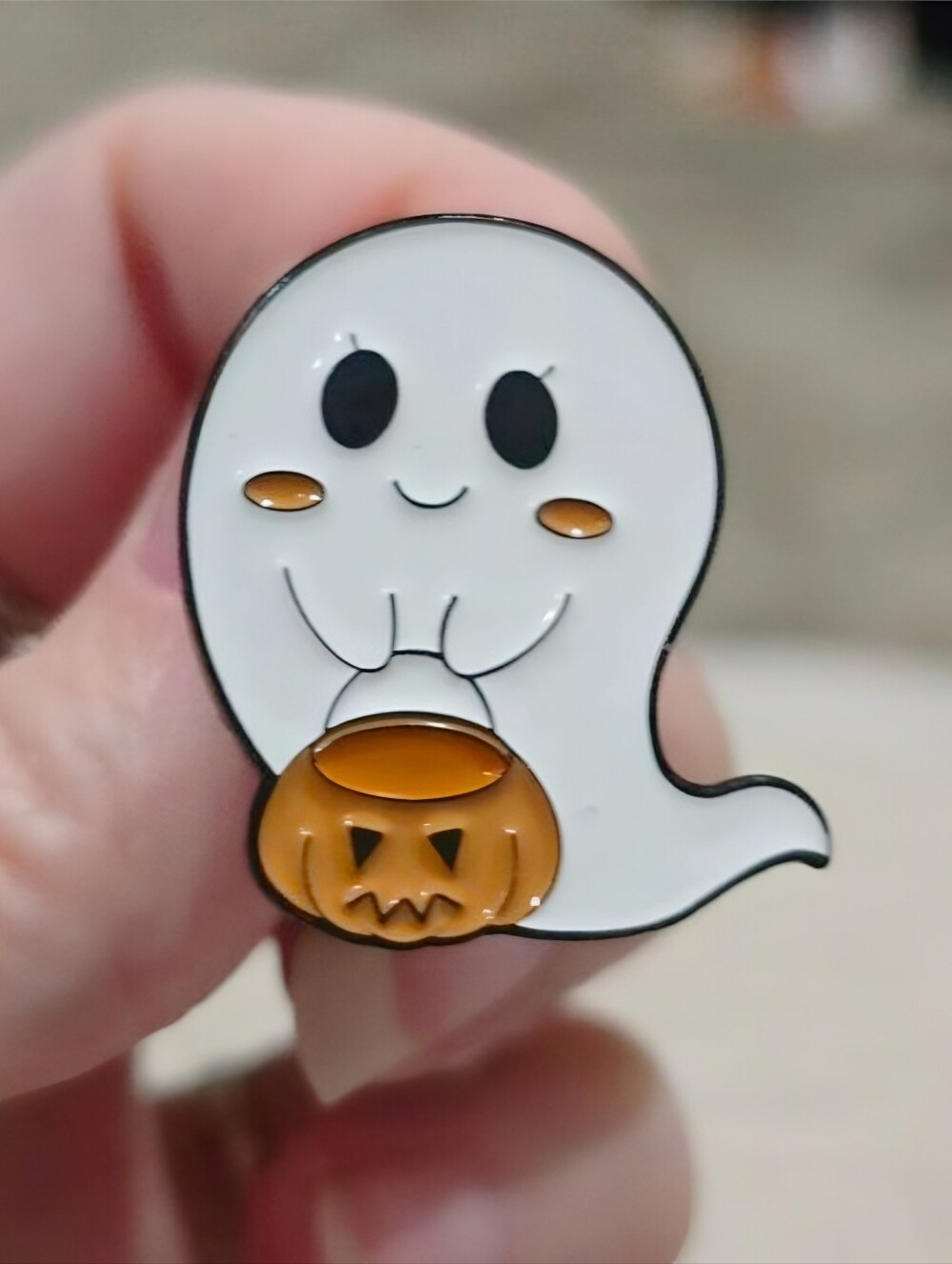 Kawaii Spooky Ghost Pumpkin Jack O Lantern Halloween Brooch Enamel Pin New OS